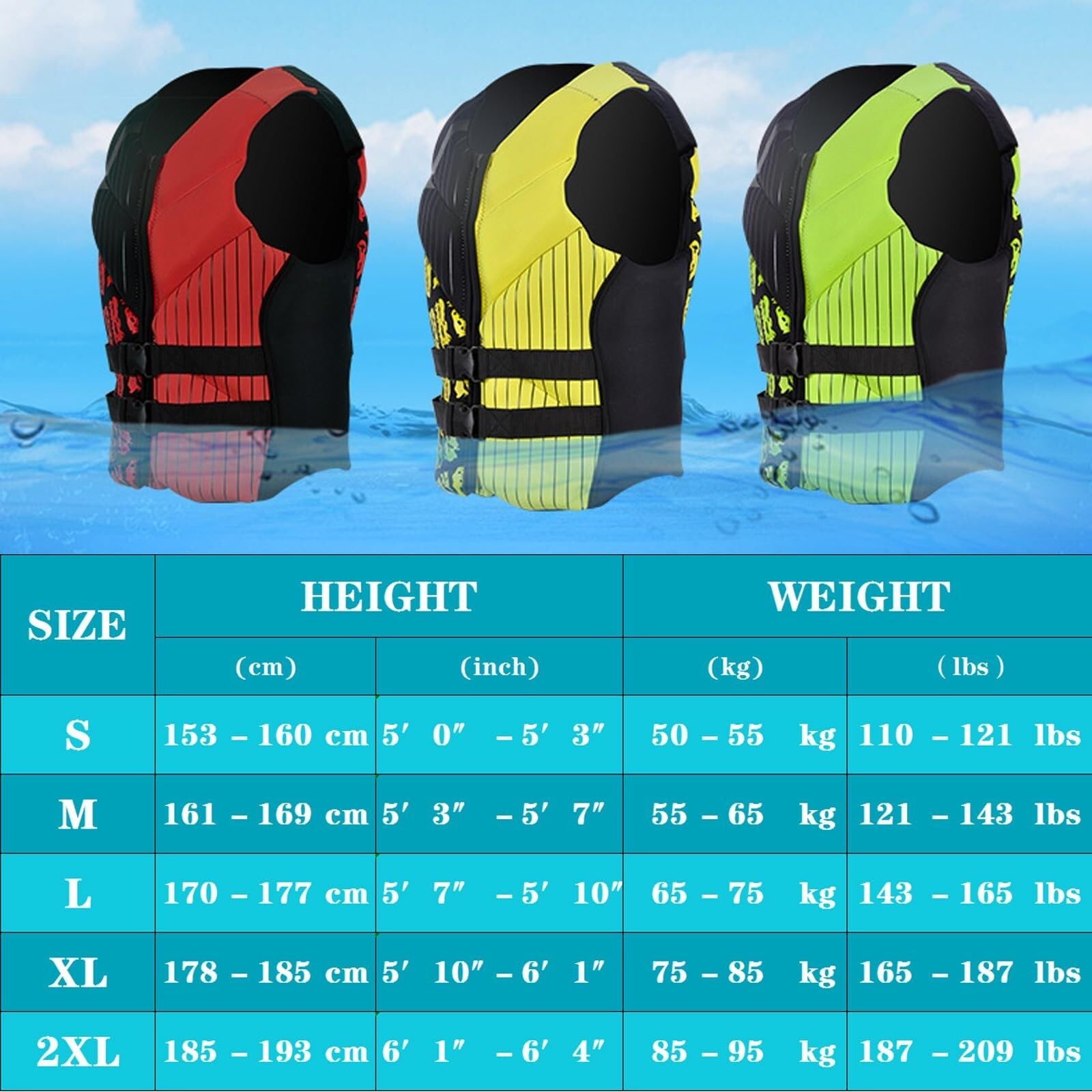 Swim Vest Professional Adjustable Safety Strap Water Sports Swim Vest Anti-Collision for Kayaking Swimming Surfing Boating Fishing Canoeing Rafting Outdoor Safety Gear Buoyancy