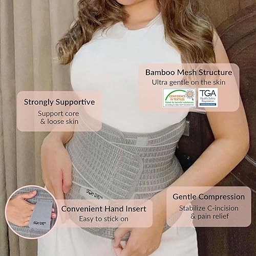 Miniatura 3 de Mamaway Banda de vientre posparto de bambú, faja para cuidado posnatal, cinturón de recuperación de cesárea, envoltura de vientre postoperatoria,