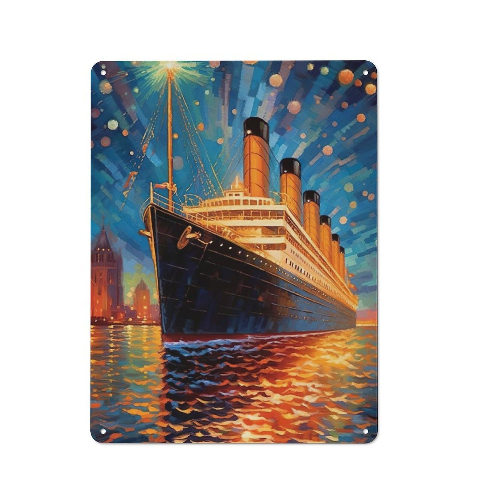 Junmoney Titanic Watercolor Barn Style Metal Wall Decor 40X30cm, Country Metal Sign For Kitchen, Cottage, Porch Or Garden Room
