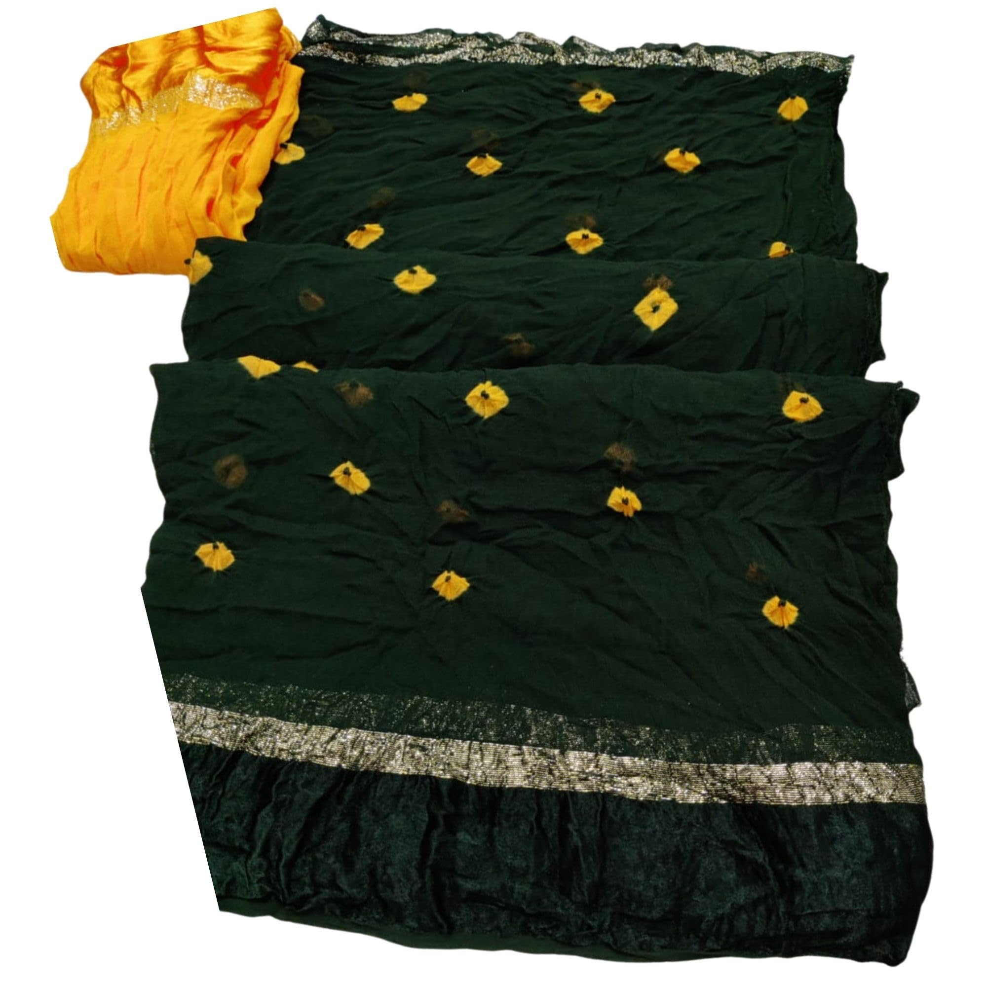 pareek collection Women's Pure Viscose Georgette Big Satan Fabric Jaipuri Laddu Bandhej Saree with Matching Blouse-picture-56