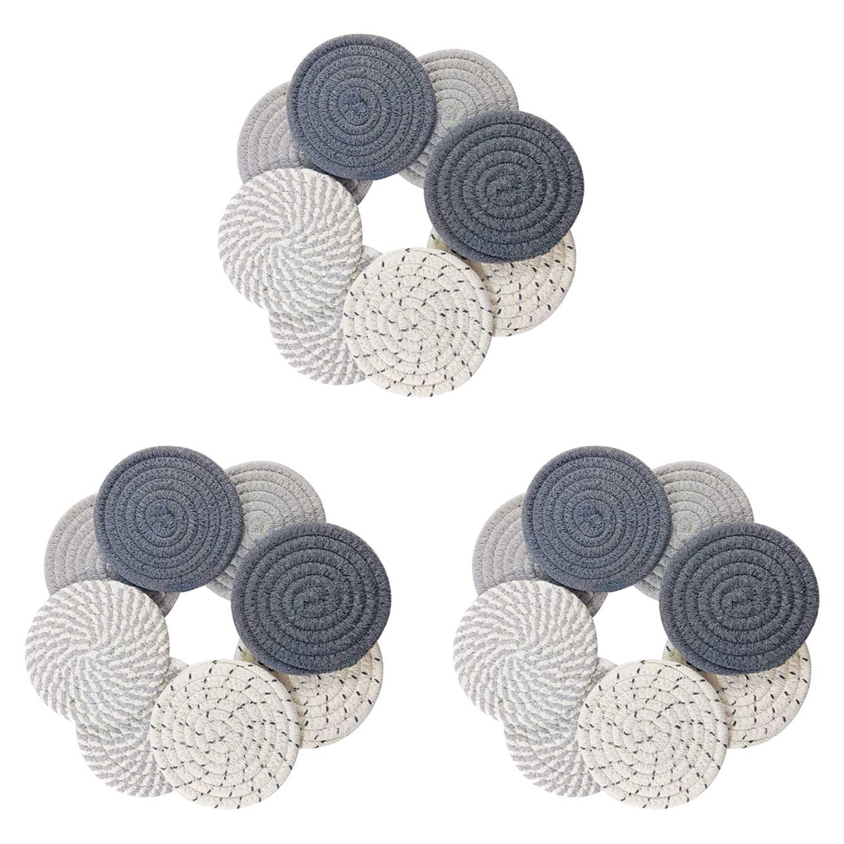 Hndhbfgrt 24 Pcs Drink Coasters with Holder, 4 Colors Absorbent Coasters for Drinks, Minimalist Cotton Woven Coaster Set for Home