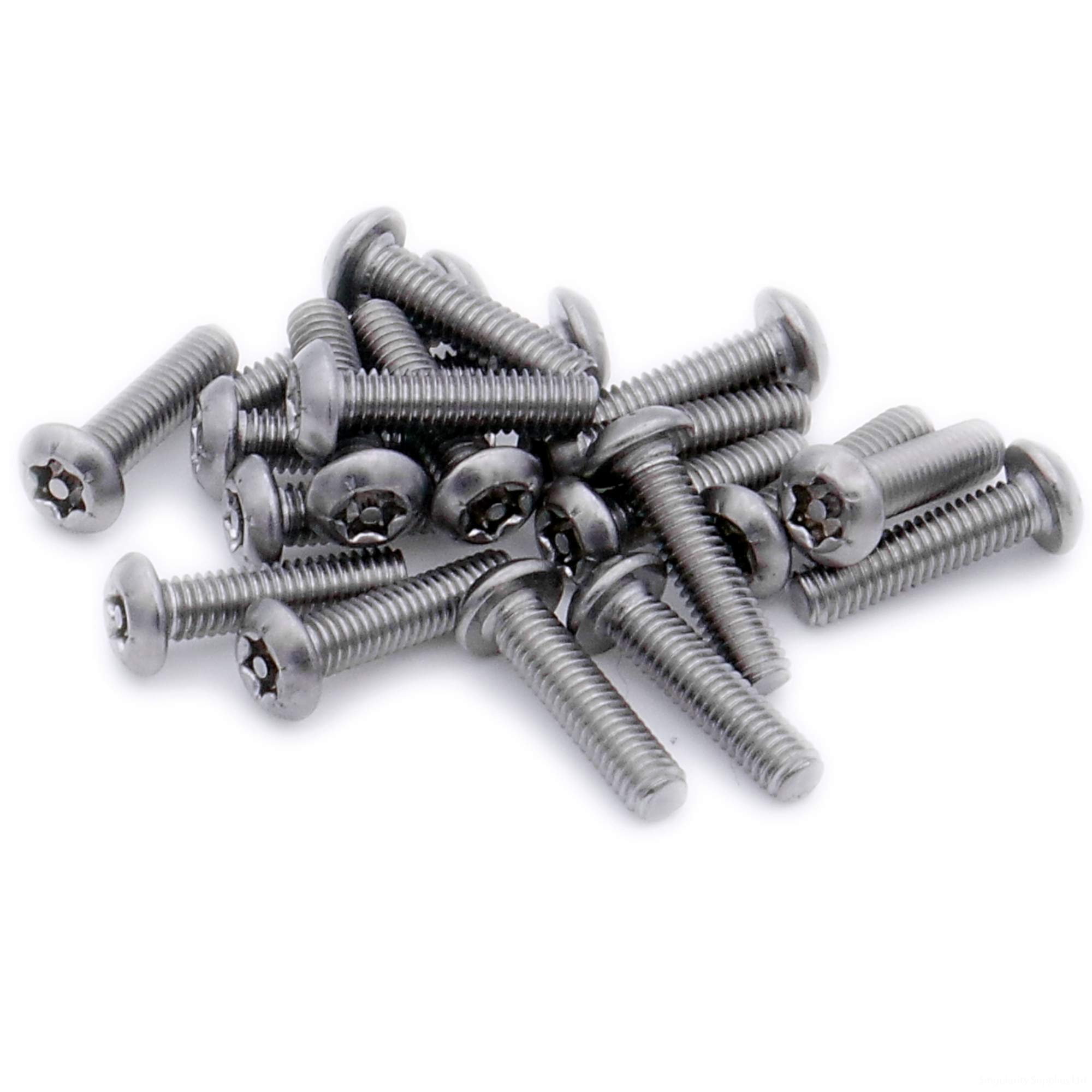 M4 (4mm x 25mm) TX Security Socket Button Machine Screw (Bolt) - Stainless Steel (A2) (Pack of 20)