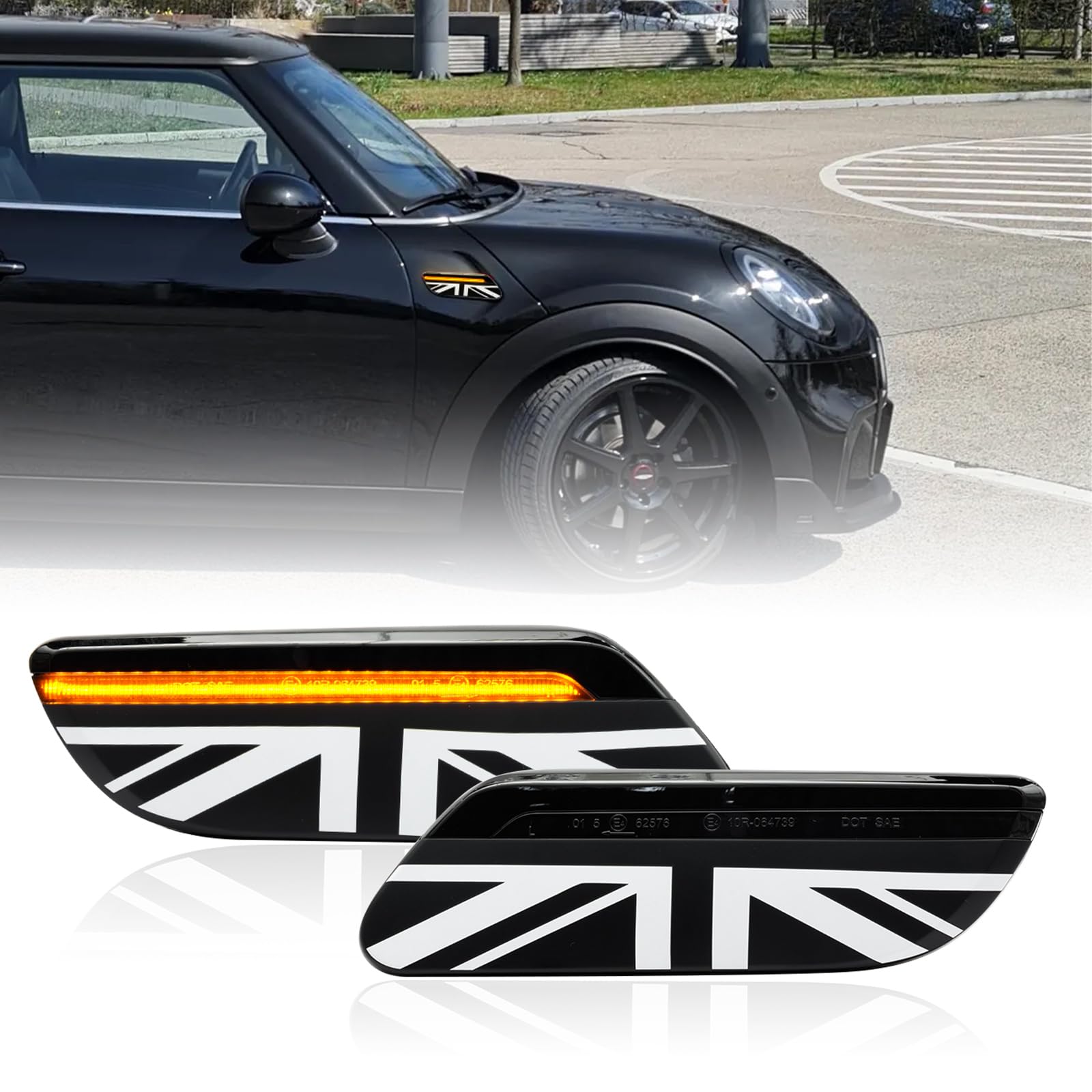 Indicatori Laterali Dinamici A LED Per Mini Cooper F55 F56 F57 LCI2 Dal 2022, Stile Union Jack, Fumé, Ambra, Plug And Play
