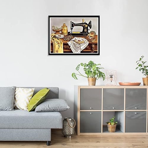 Miniatura 3 de Pavemlo Kits de pintura de diamantes 5D para máquina de coser para adultos pintura redonda de diamantes de perforación completa con diamantes