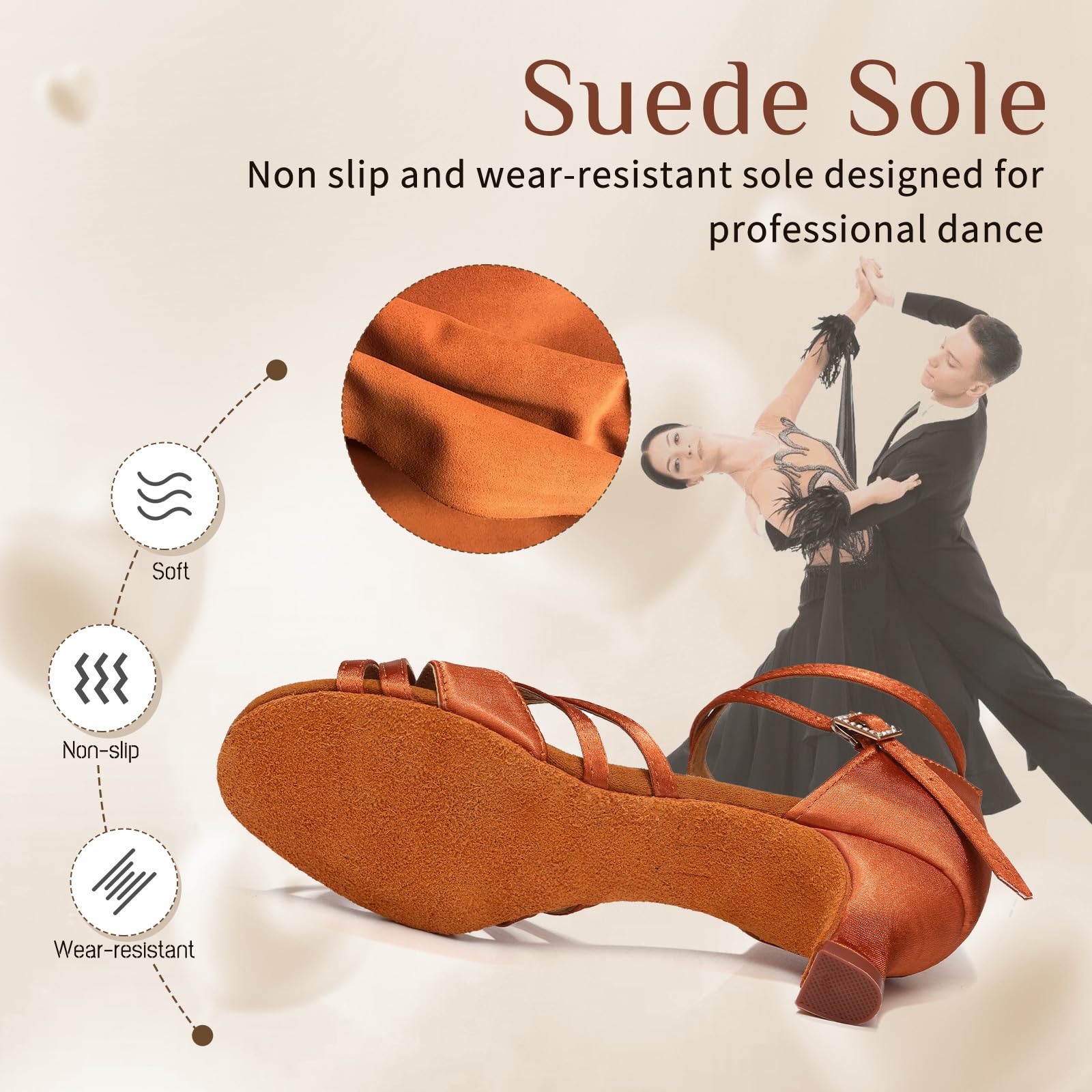 Zapatos de Baile Latino Mujer Zapatillas Salón Salsa Baile Latino de Satén,Modelo-811,5cm Tacón