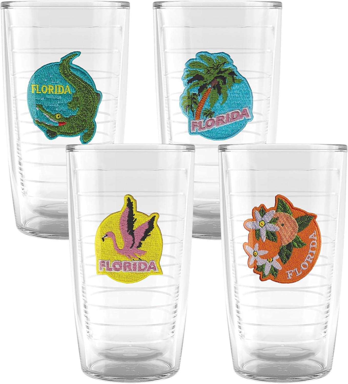 Tervis Vintage Florida Collection Made in USA Double Walled Insulated Tumbler Travel Cup Keeps Drinks Cold & Hot, 16oz - 4pk, Assorted