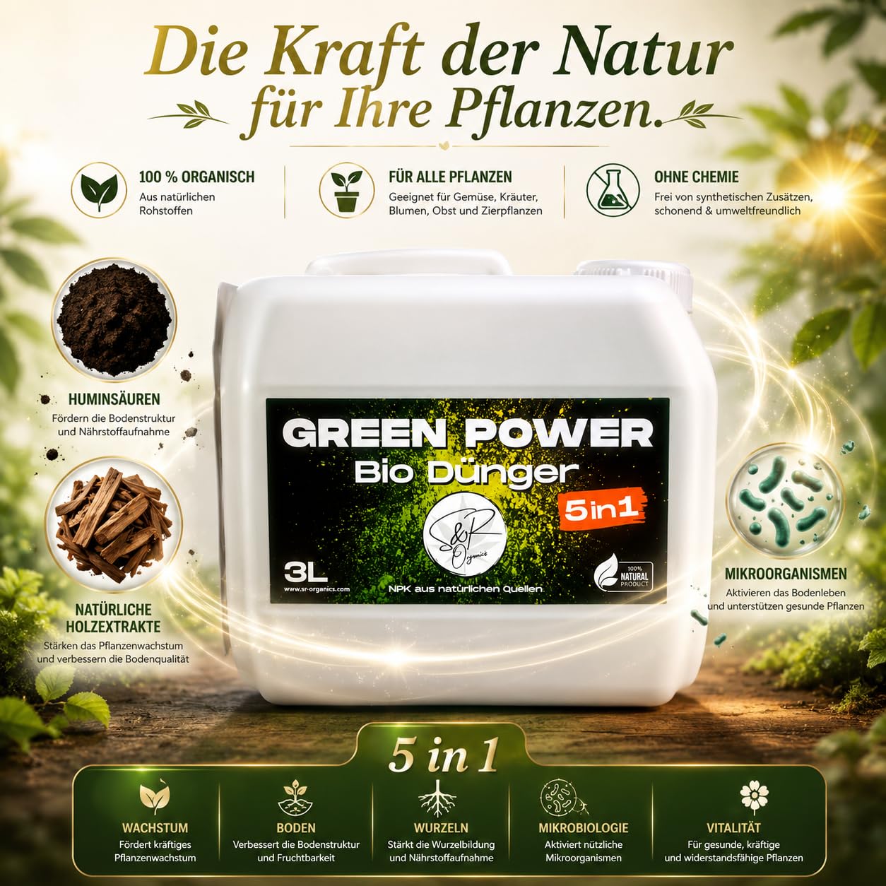 Green Power Bio Cannabis Dünger 5in1 S&R Organics für Wuchs und Blüte (3L)