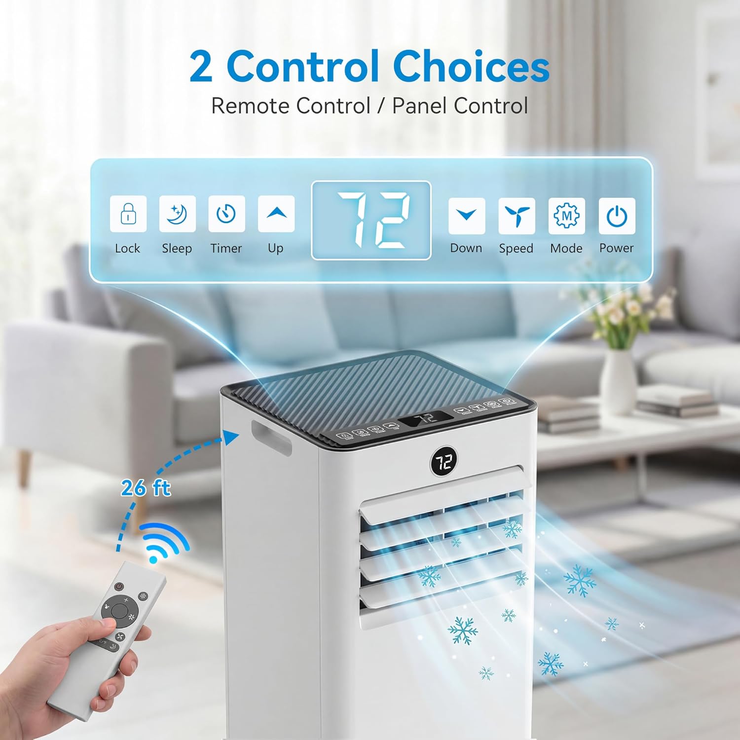 Tehanld 8,000 BTU Portable Air Conditioner, 4-in-1 AC Unit with Sleep, Cool, Dehumidifier & Fan, Cools up to 350 sq.ft, Remote Control, 24H Timer & Window Mount Kit, Bedroom