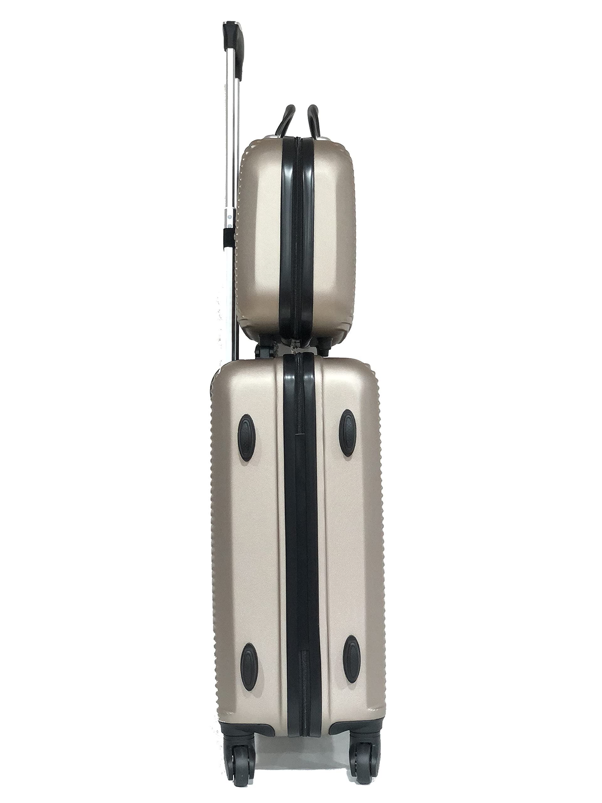 CELIMS La solución completa de Maletas de Viaje: Diversidad de Colores, Material ABS Robusto y Maniobrabilidad de 360 grados., champán, Lot de 4 Valises avec 2 Vanity, Maletas ABS