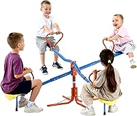 VEVOR 4-Seat Spinning Teeter Totter Seesaw for Kids 3+, 110 lbs/Seat Capacity, 360° Rotate, Stable 4-Prong Legs Outdoor Playground