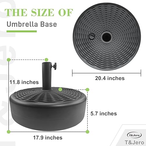 Miniatura 4 de T&Jero Base redonda de plástico resistente para sombrilla de patio, peso para exteriores, 75 libras con relleno de agua y arena, color negro