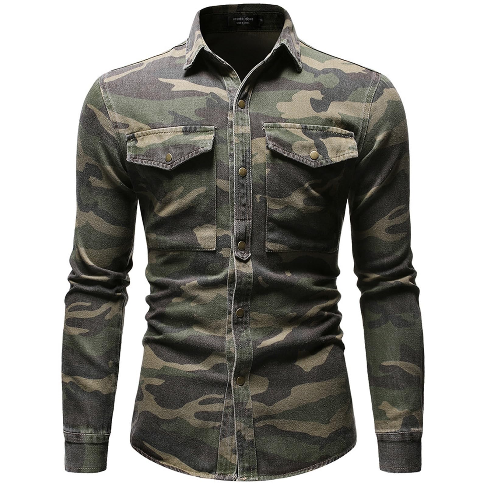Camicia di Jeans Uomo, Camicia Denim Jeans Uomo, Camicia in Denim Maniche Lunghe Business Casual Shirt in Jeans Uomo Camicie Vintage vestibilità Normale Camicia Uomo Taglie Forti Camicia Uomo Estiva
