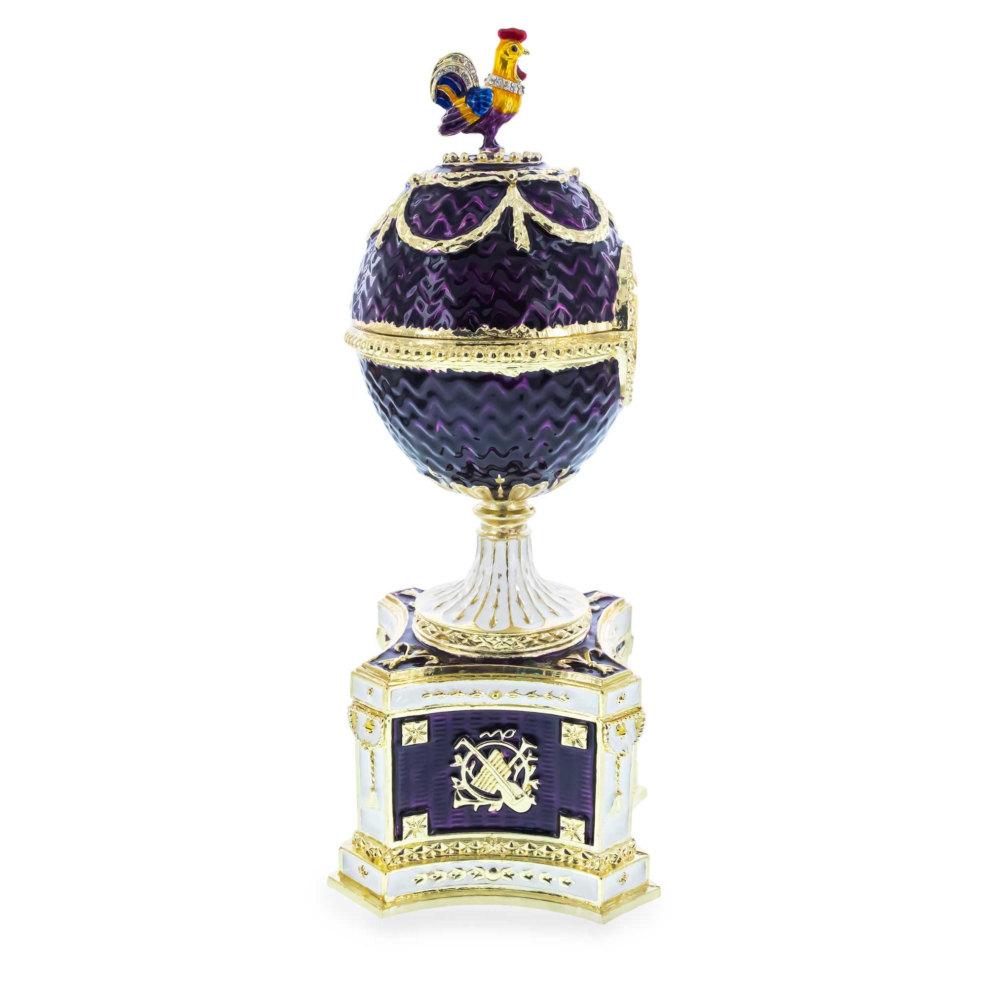 Huevo de Pascua Musical Imperial Real Chanticleer Kelch de 1904 en Esmalte Púrpura