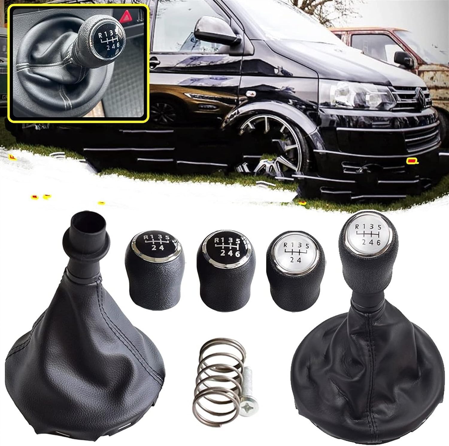 🎮 Perilla De Cambio T1 En Negro Y Azul Para VW Transporter / Caravelle T4 T25 – 5 Velocidades