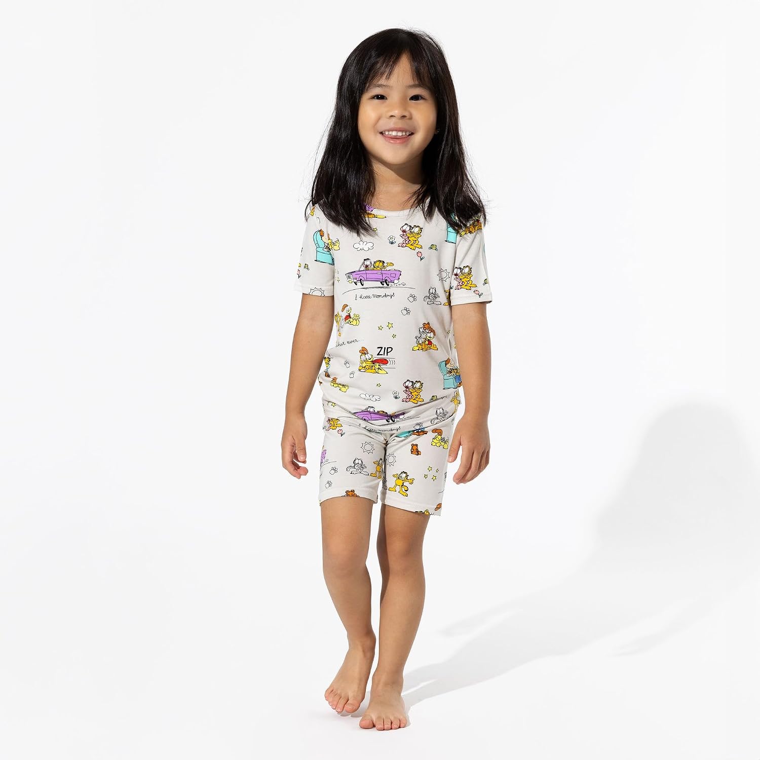 Bellabu Bear Garfield Kids Shorts Set for Boys & Girls, Matching Family Pajamas, Rayon from Bamboo