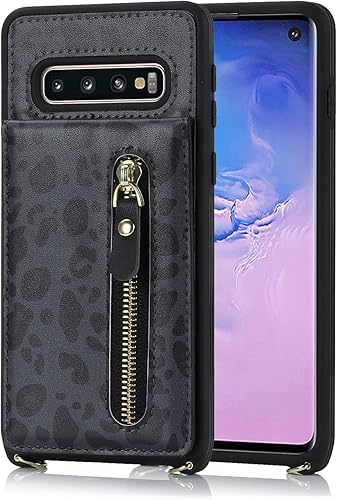Miniatura 9 de DEYHU Samsung Galaxy S10 - Funda para teléfono con tarjetero para mujer, Galaxy S10 con correa y ranuras para tarjetas de crédito, bandolera con