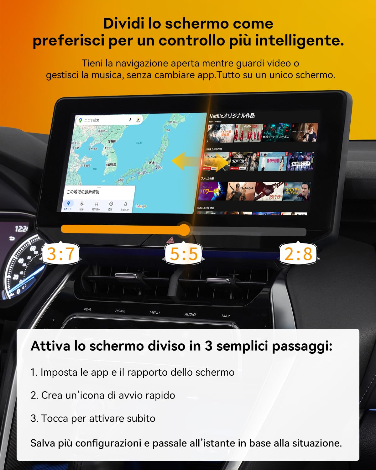 AI Box 2025 per auto con Android 13, CarPlay wireless & Android Auto, 8-core Qualcomm, YouTube/Netflix/Google Play Store, OTA Update – Solo per auto con CarPlay cablato (4+64GB)