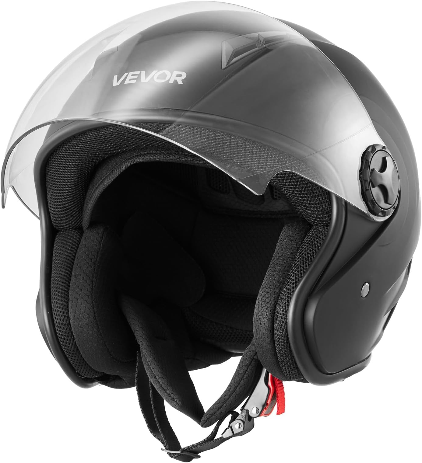 VEVOR Motorcycle Helmet, 3/4 Open Face, Adult Motocross Dirt Bike Helmet with Clear Visor, Comfortable Motorbike Racing Street with Detachable Liner for Men & Women, DOT Approved