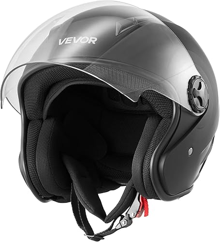 Casco de motocicleta VEVOR, 34 de cara abierta, Casco de motocross para adultos con visera transparente, cómodo para motocicleta de carreras