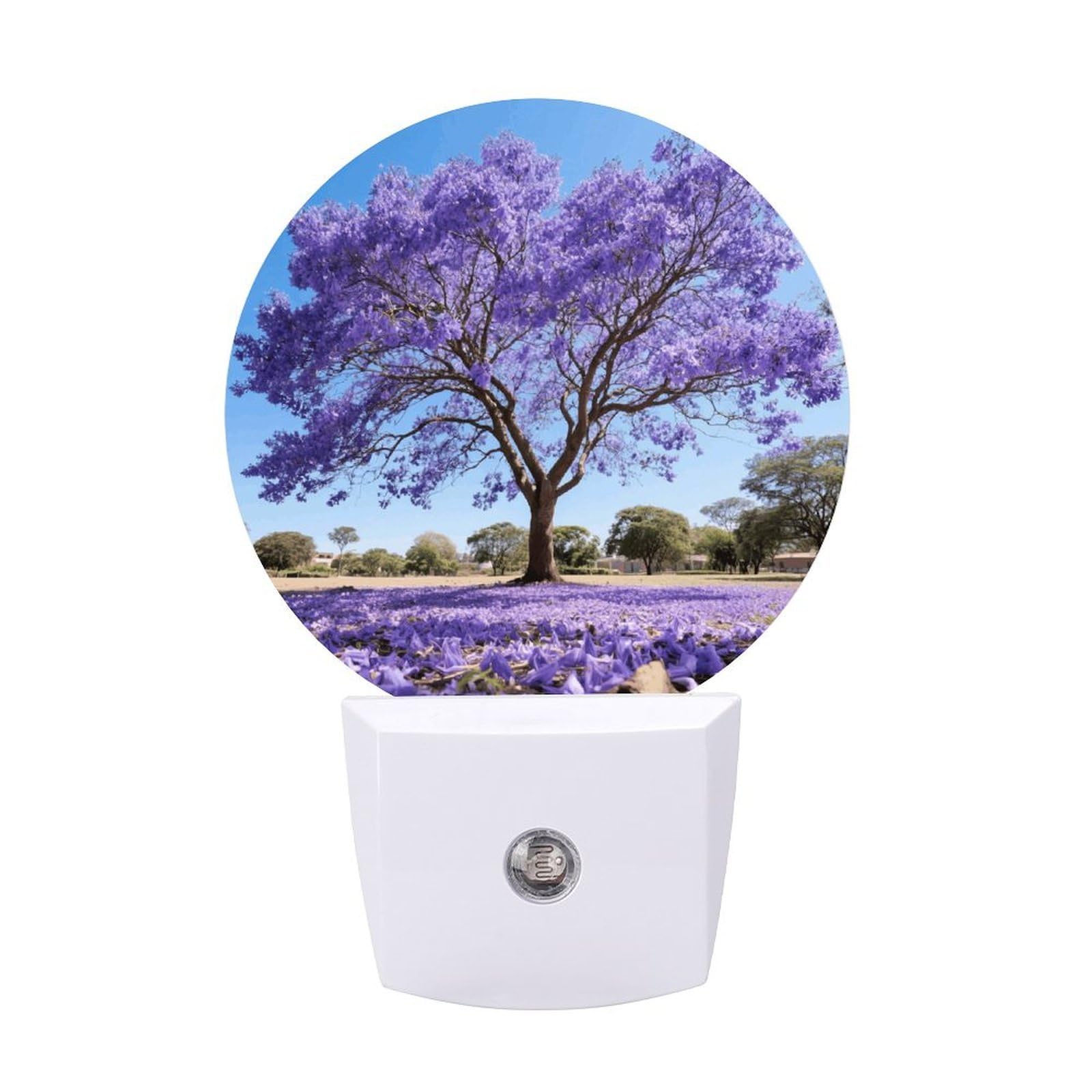 FodPand Night Light Plug Into Wall with Dusk to Dawn Sensor 0.5w Modern LED Jacaranda Plug in Night Lamp Warm White Glow Nightlight for Bedroom Hallway Kitchen Bathroom Stairs Corridor(Round)