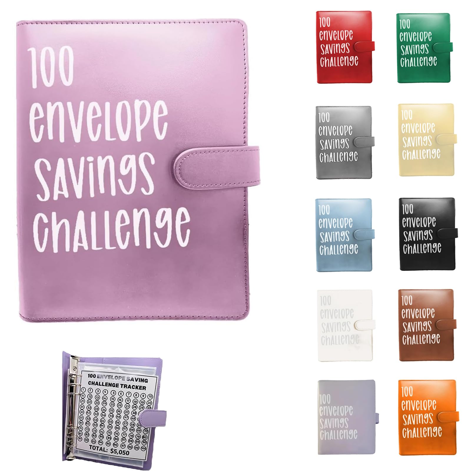100 Envelope Challenge Binder - Envelope Savings Challenge -Envelope Challenge Binder,Easy and Fun Way to Save $5,050,Budget Binder Planner Book for