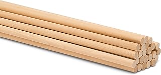 Wooden Dowel Rod, 1/4 Inch x 24 Inch Wood Dowels, Pack of 25 Wooden Dowe...