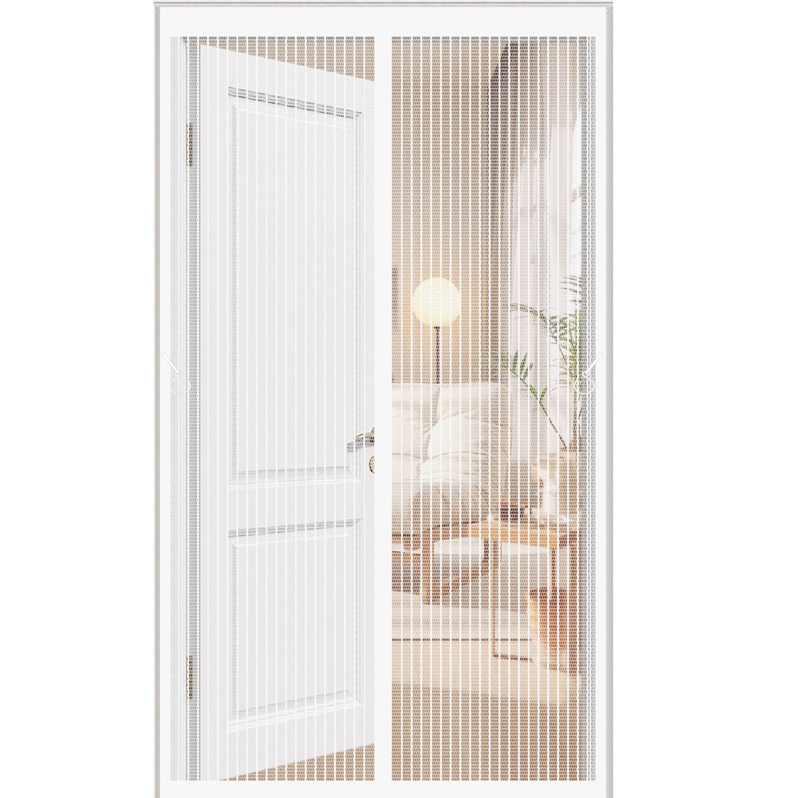 Magnetic Fly Screen Door 150 x 200 cm Fly Nets for Doors Easy to Install Hundreds of Sizes Kid and Pet Friendly Nets for Living Room, Bedroom, White