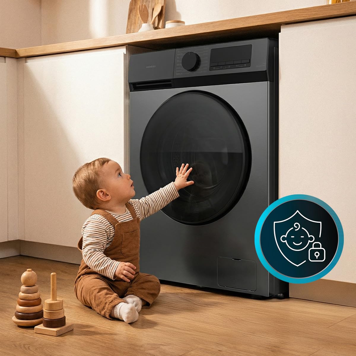 Cecotec Lave-linge à Chargement Frontal 10Kg Bolero DressCode 10450 Inverter Steel, 1400 tr/min, 16 programmes, Classe A-10%, Moteur Inverter Plus, Pearl Drum, Fonction Silence, KidLock, Acier