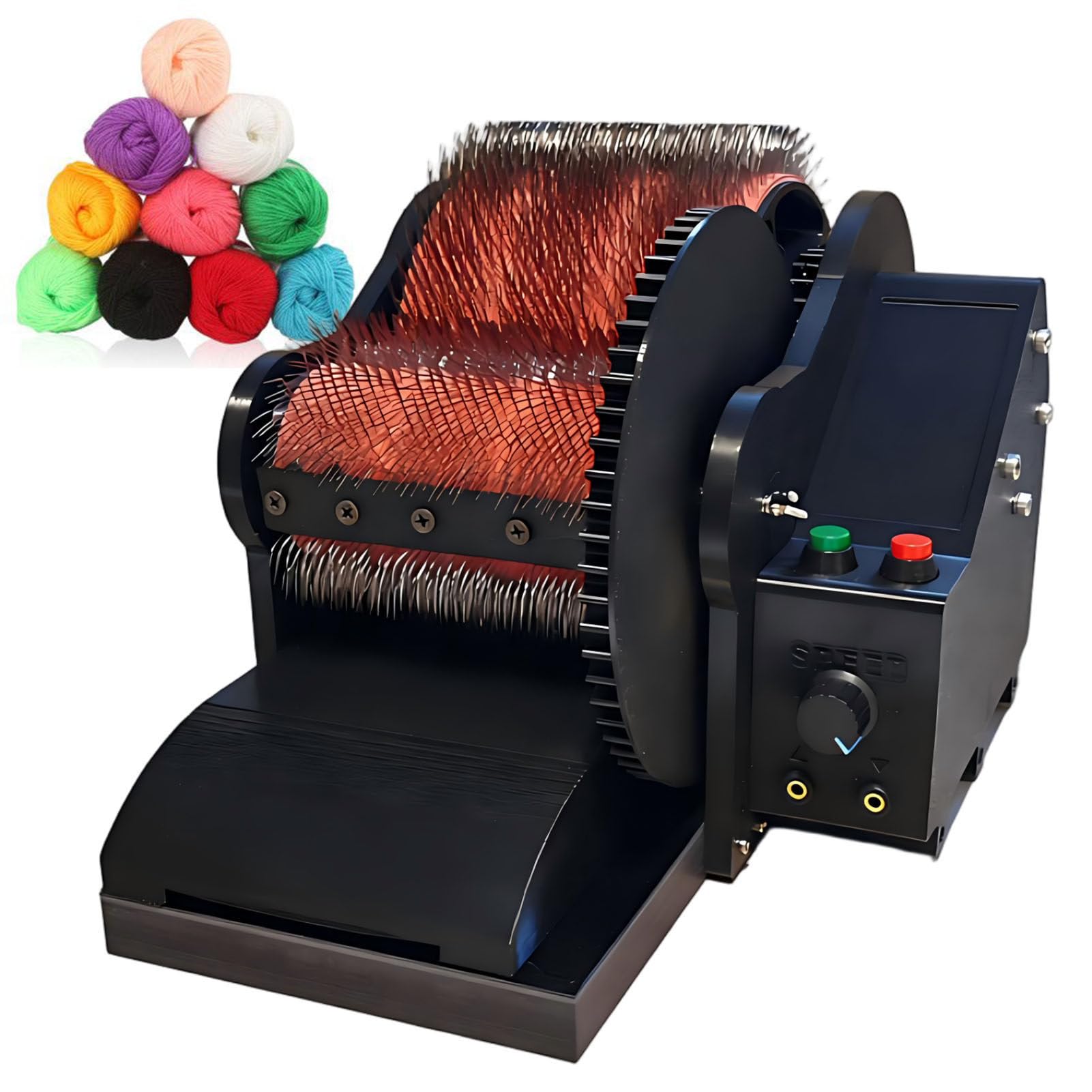 ExoticaBlend Electric Wool Carding Machine, Wool Drum Carder Fiber Carding Machine, Adjustable Forward and Reverse Speed, with Foot Pedal, Fast Color Mixing Wool Blending Wheel
