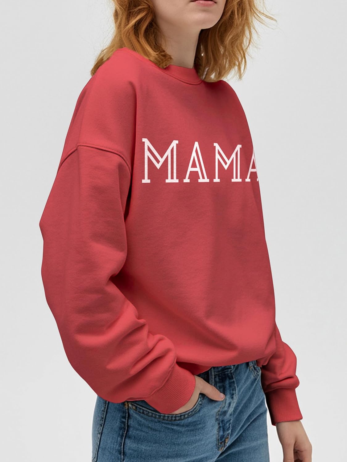 Mama Sweatshirt for Women Crewneck Casual Oversized Pullover Long Sleeve Tops Sweater Gift for New Mom - Image 3