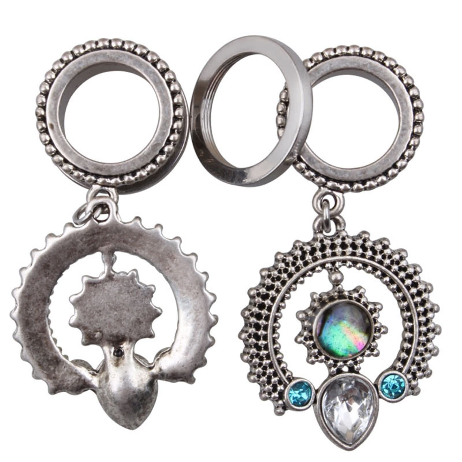 Daesar Plugs 6-20MM Edelstahl, Ohr Tunnel Set Hängend Blume mit Zirkonia Ohrringe Piercing Ohr Plug Tunnel für Damen