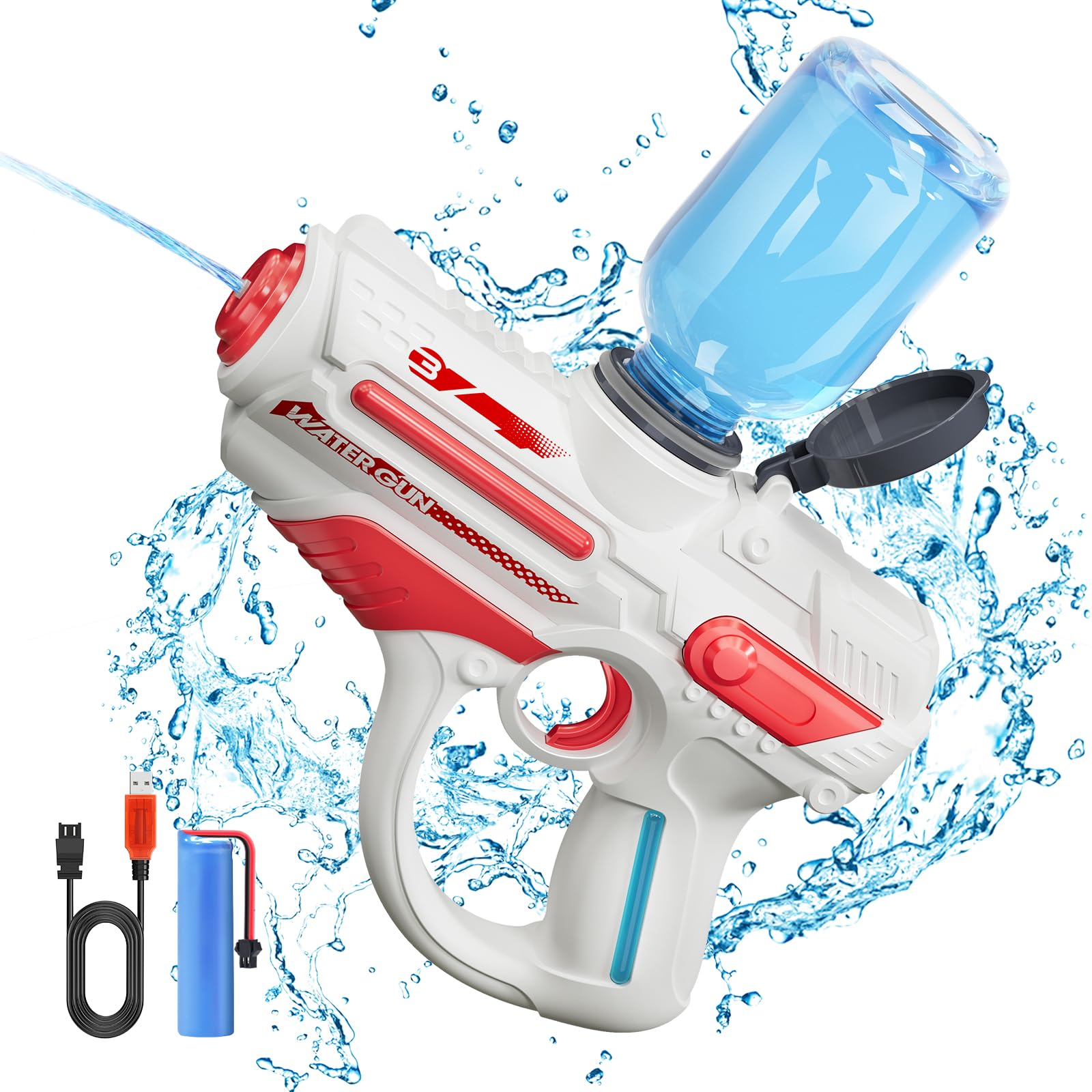 Amazon | 電動水鉄砲 強力 連射120発 OWOWZON 充電式 350ml大容量 8m