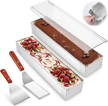 2Pcs Nonstick Tiramisu Mold Pan with Metal Spatula and Acrylic Lid