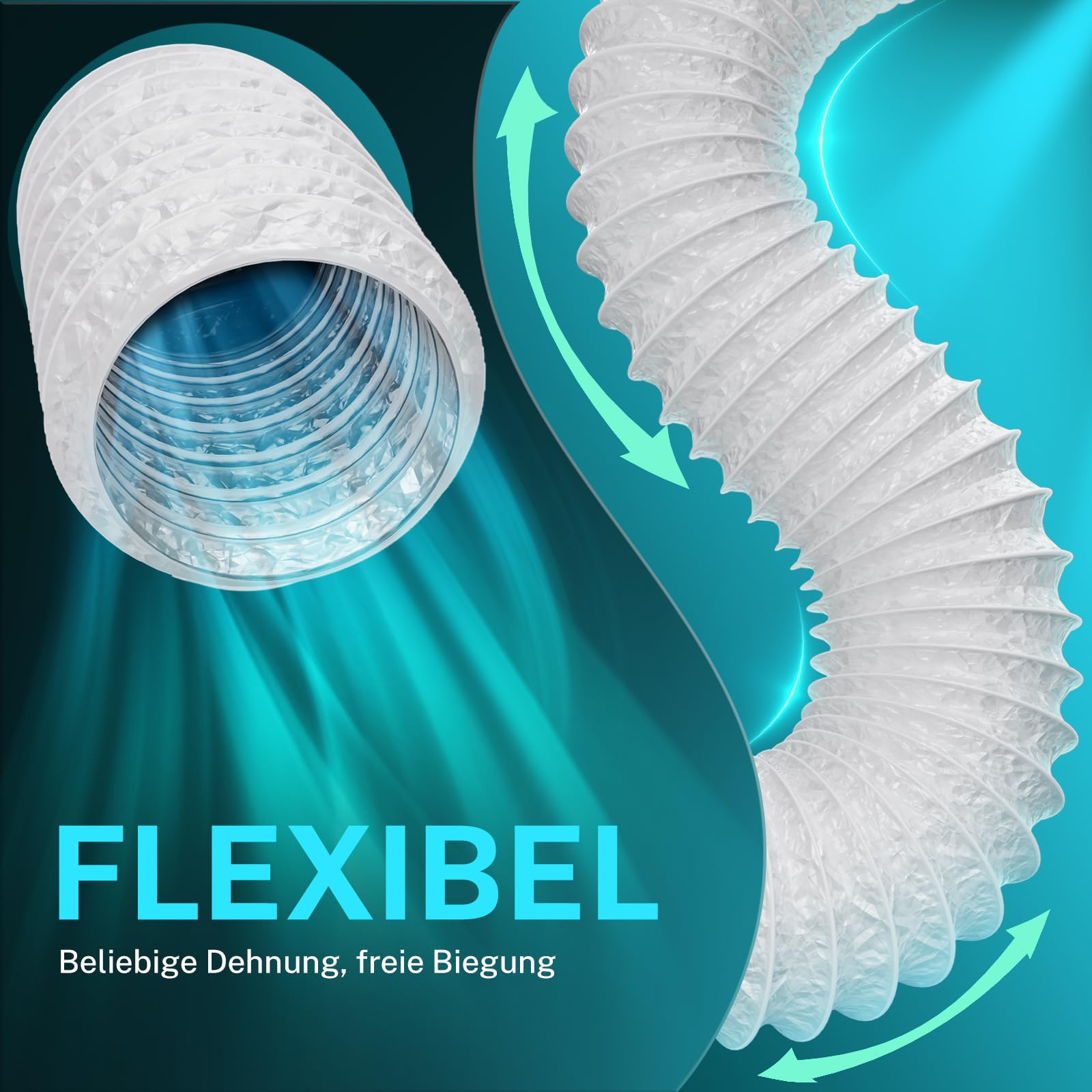 HG Power 150mm Abluftschlauch, 5m Flexibel PVC Alurohr Lüftungsschlauch Schallgedämmter Alu Flex-Schlauch Abluftrohr für Wachstumszelt Trockner Mobile Klimaanlage Abluftventilator, Weiß