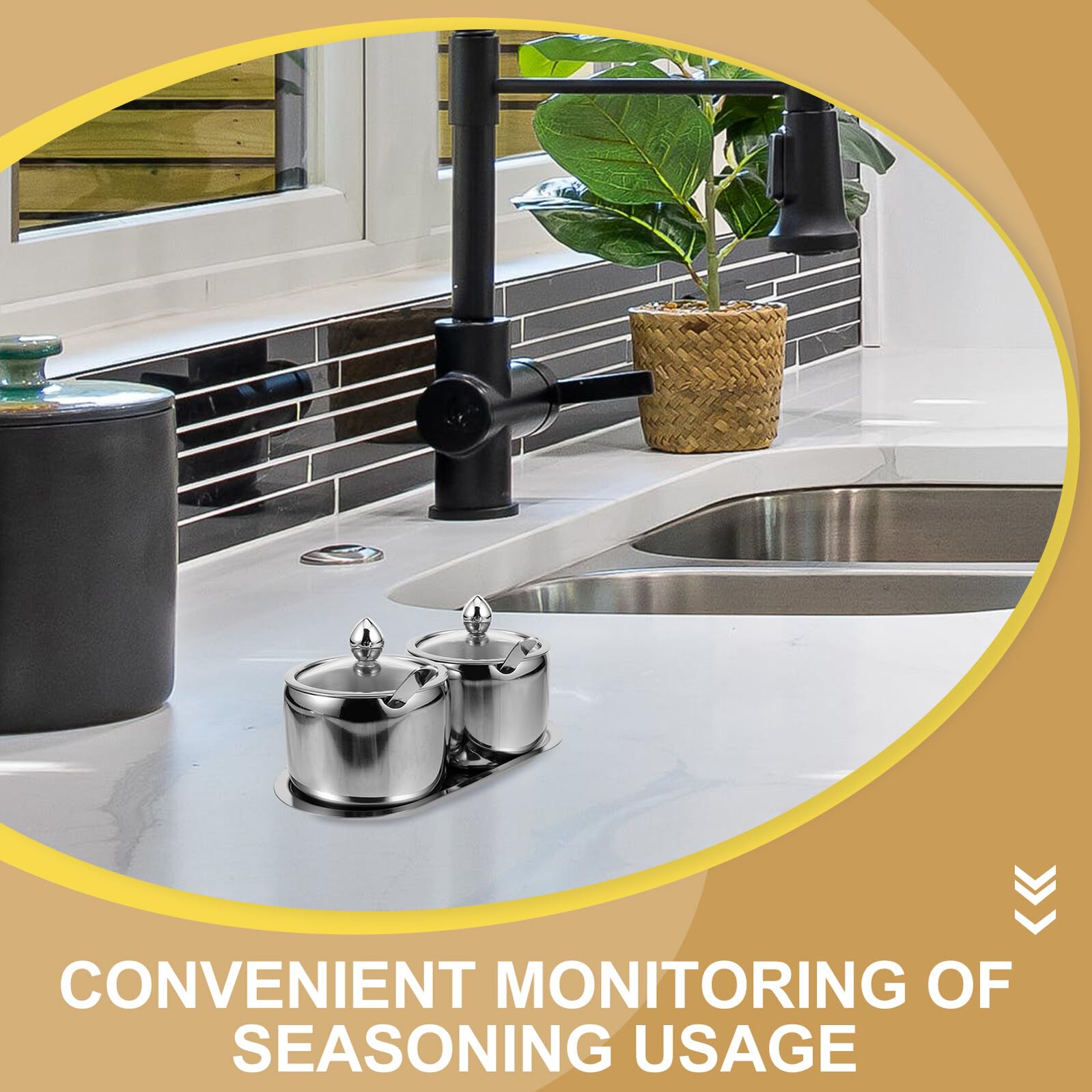 Hohopeti Barattoli per Spezie in Acciaio Inossidabile con Coperchio Trasparente Contenitori per Condimenti da Cucina con Capacità Facili da Pulire e Organizzare per Conservare Spezie