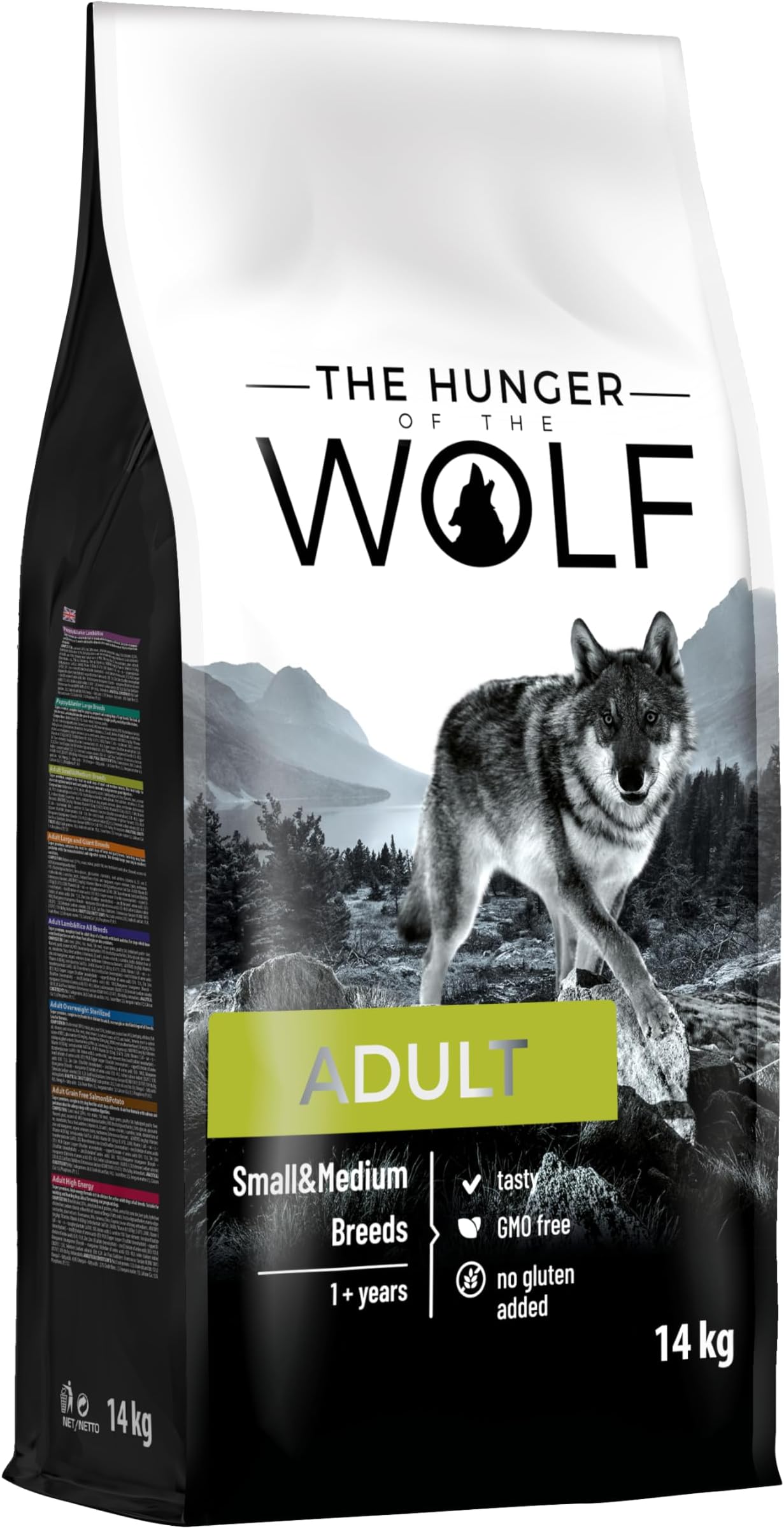 โ The Hunger of the Wolf Dry Dog Food - For Small or Medium Breeds, Vitamin C and E Formula with Chicken, Adult - 14 kg