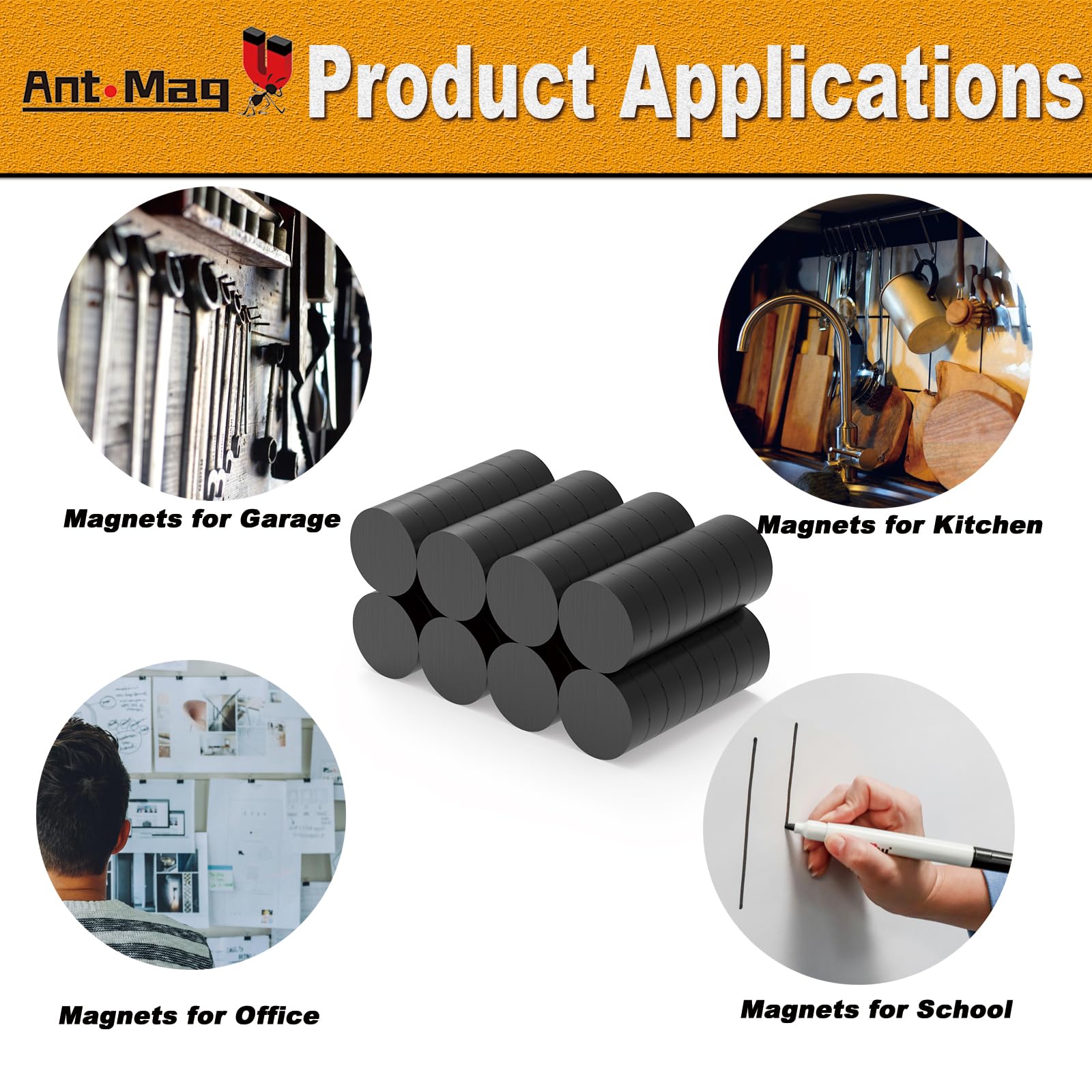 Ant Mag Ceramic Magnets for Crafts Round Black 64pcs — Amazon image 6