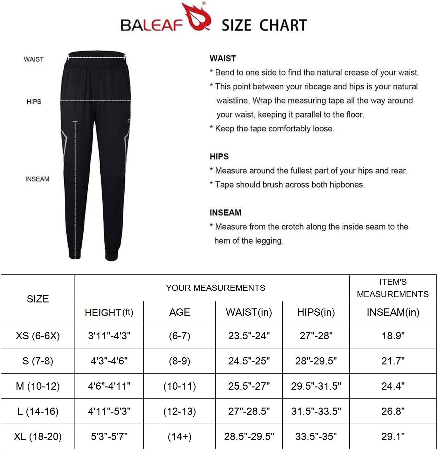 BALEAF Boy's Athletic Jogger Pants Tapered Leg Youth Track Sweatpants Zipper Pocket Black Size M : Sports & Outdoors
