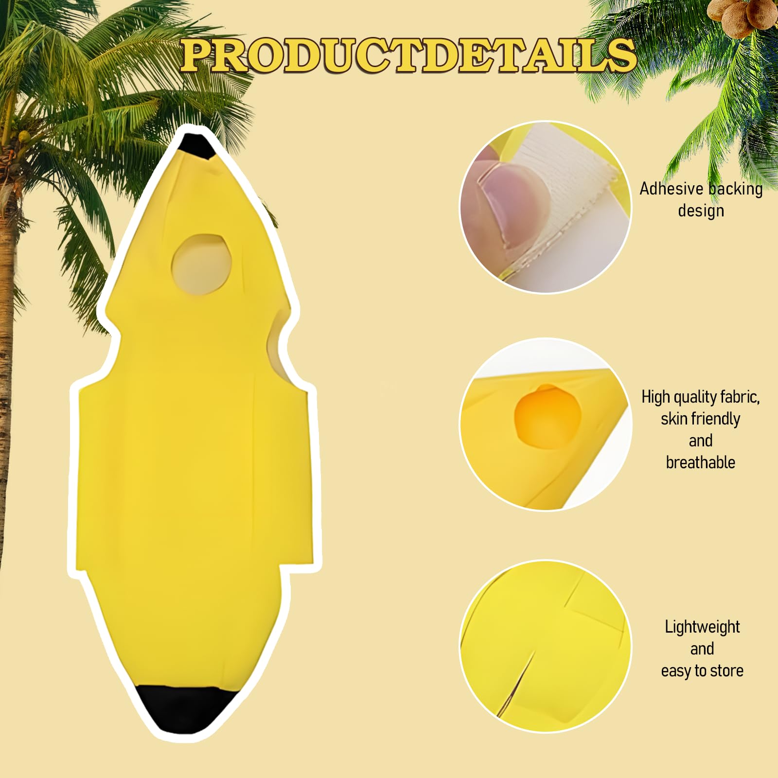 Eiswayla Unisex Adult Banana Costume, One Size Fits Most Lightweight Jumpsuit - Image 4