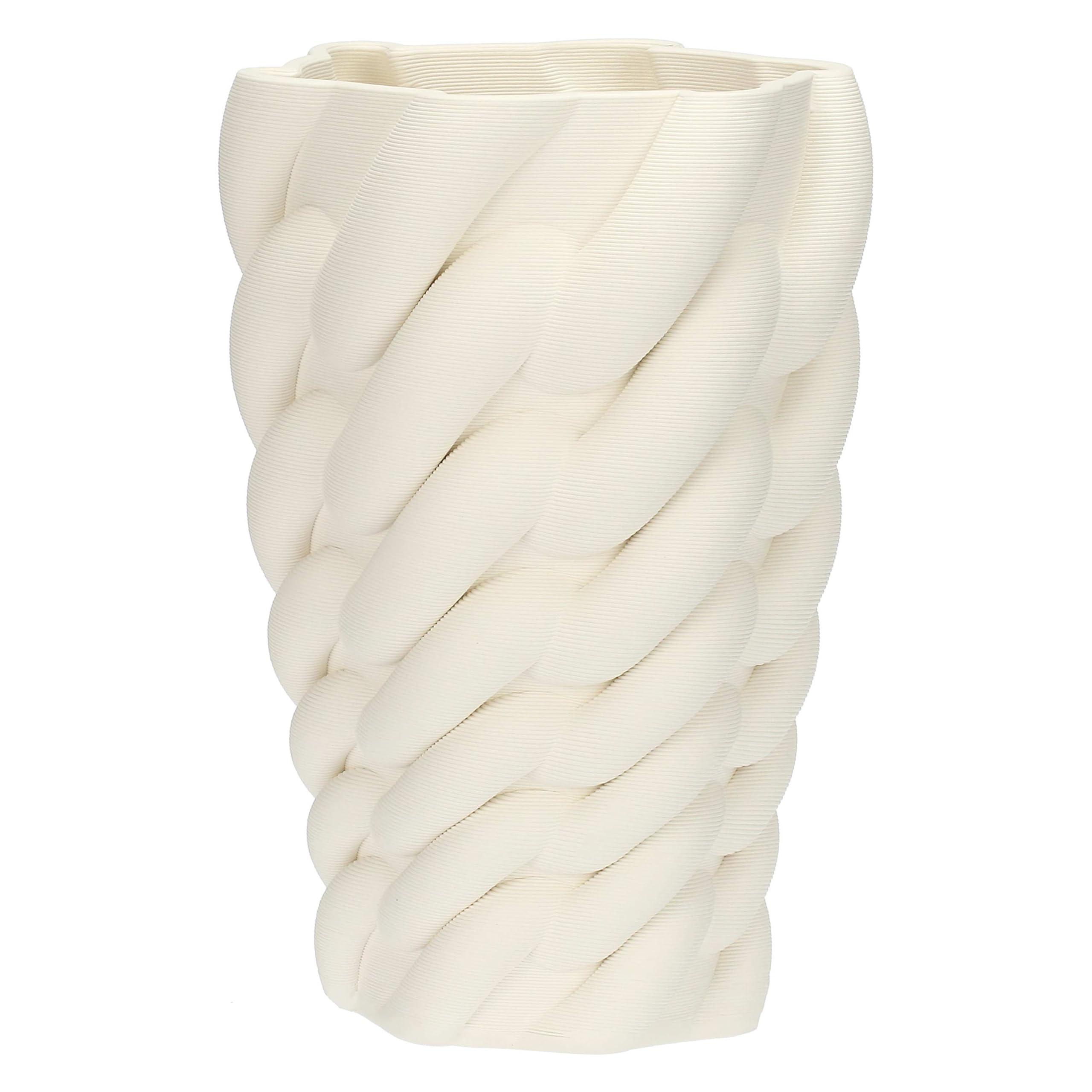 Vaso Deco Intreccio M in ceramica, 18x18cm, profondità 28cm, collezione Trama