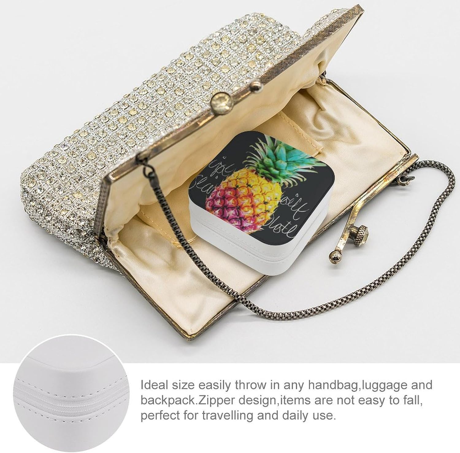 Colorful Fruit PineapplePortable PU Leather Jewelry Box image 3