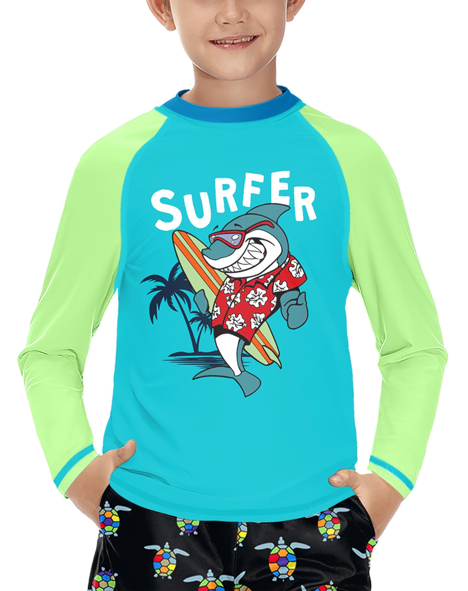 BesserBay Kinder UV Shirt Lange Ärmel Rashguard Schnelltrocknend UV Badeshirt für Jungen 110-160
