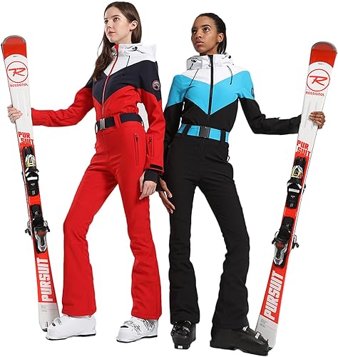 Miniatura 5 de GSOU SNOW Trajes de esquí para mujer, traje de nieve de una pieza, overol de invierno para deportes al aire libre, impermeable, resistente al viento