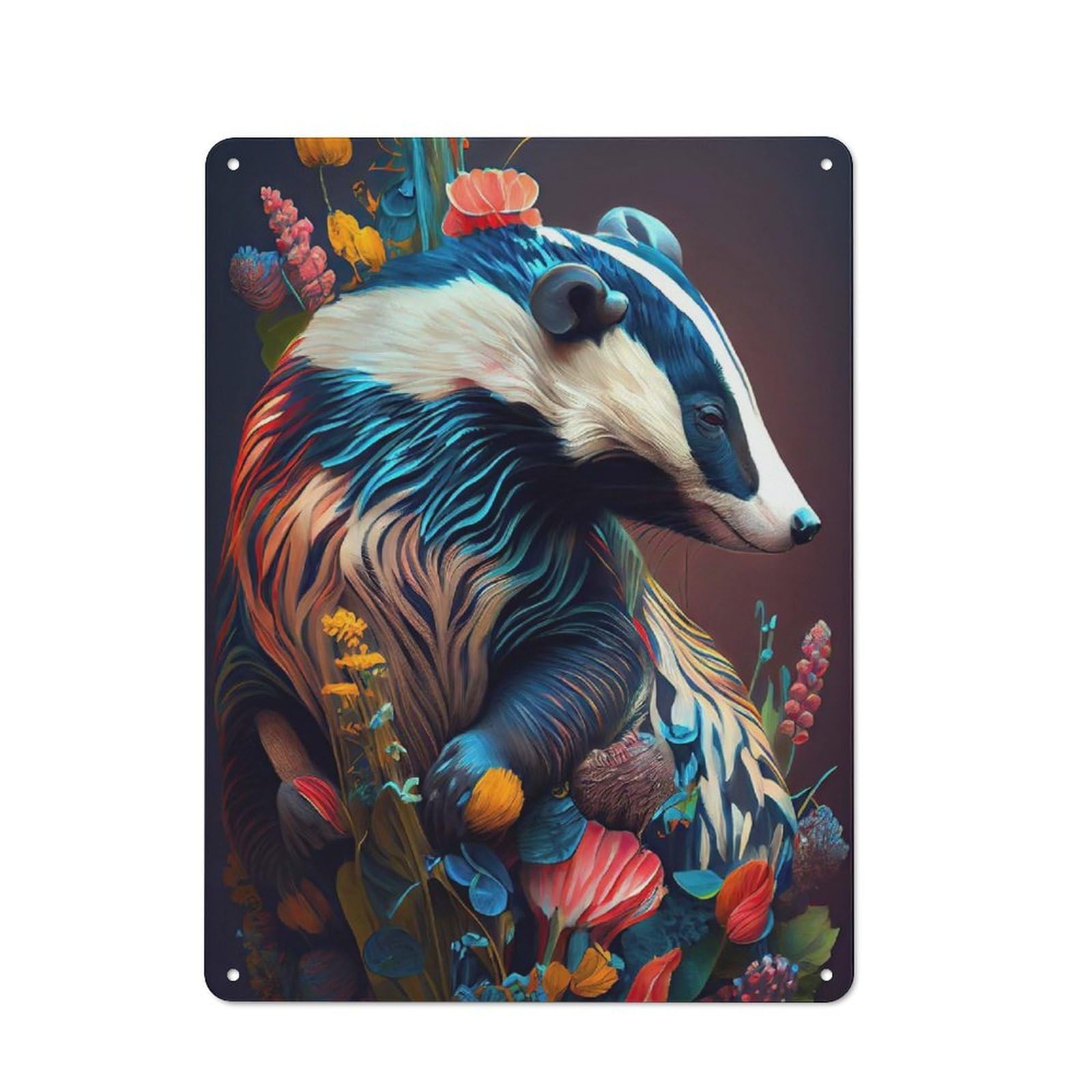 Junmoney The Careful Badger Classic Metal Wall Decor 40X30cm, Decorative Metal Sign For Workspace, Cafe, Shop Or Desk Area