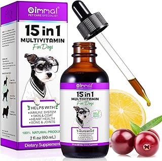 15-in-1-Multivitamintropfen für Hunde, Vitamine und Nahrungsergänzungsmittel für Hunde, natürliche Multivitamine und Mineralien– Glucosamin, MSM Hüfte und Gelenke, Immunsystem product image