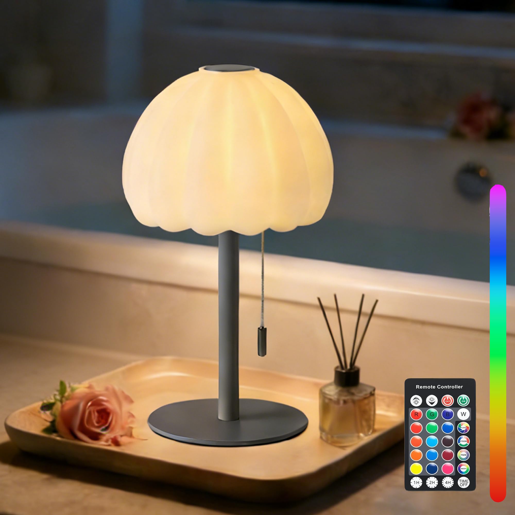 Cordless Table lamp Rechargeable LED Desk Lamp Touch Dimmable Small Lamp Bedside Lamps with 16 Colors Night Light