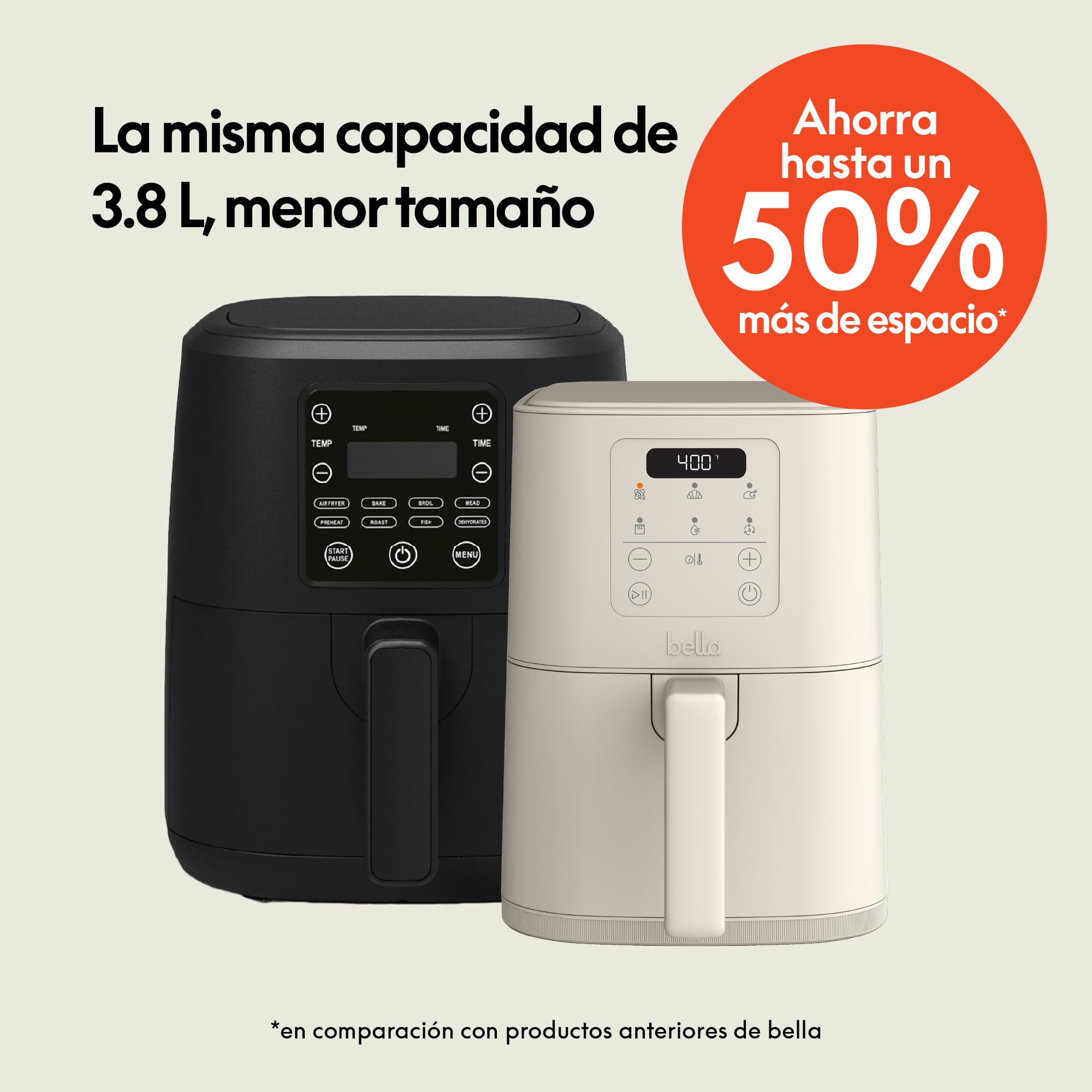 bella Slim 4.0 Qt Air Fryer, Oatmilk