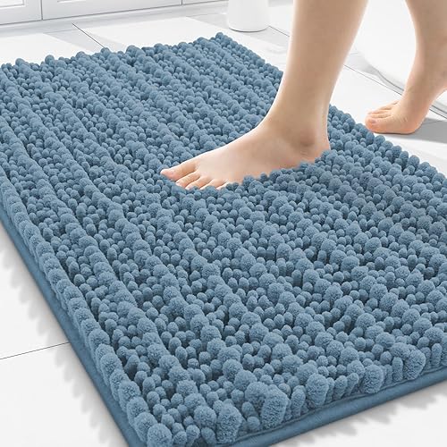 Miniatura 179 de Smiry Alfombras de Baño 24 x 16 pulgadas, Tapetes de Baño de Chenilla Extra Suaves y Absorbentes, Respaldo de Goma Antideslizante, Lavable a Azul