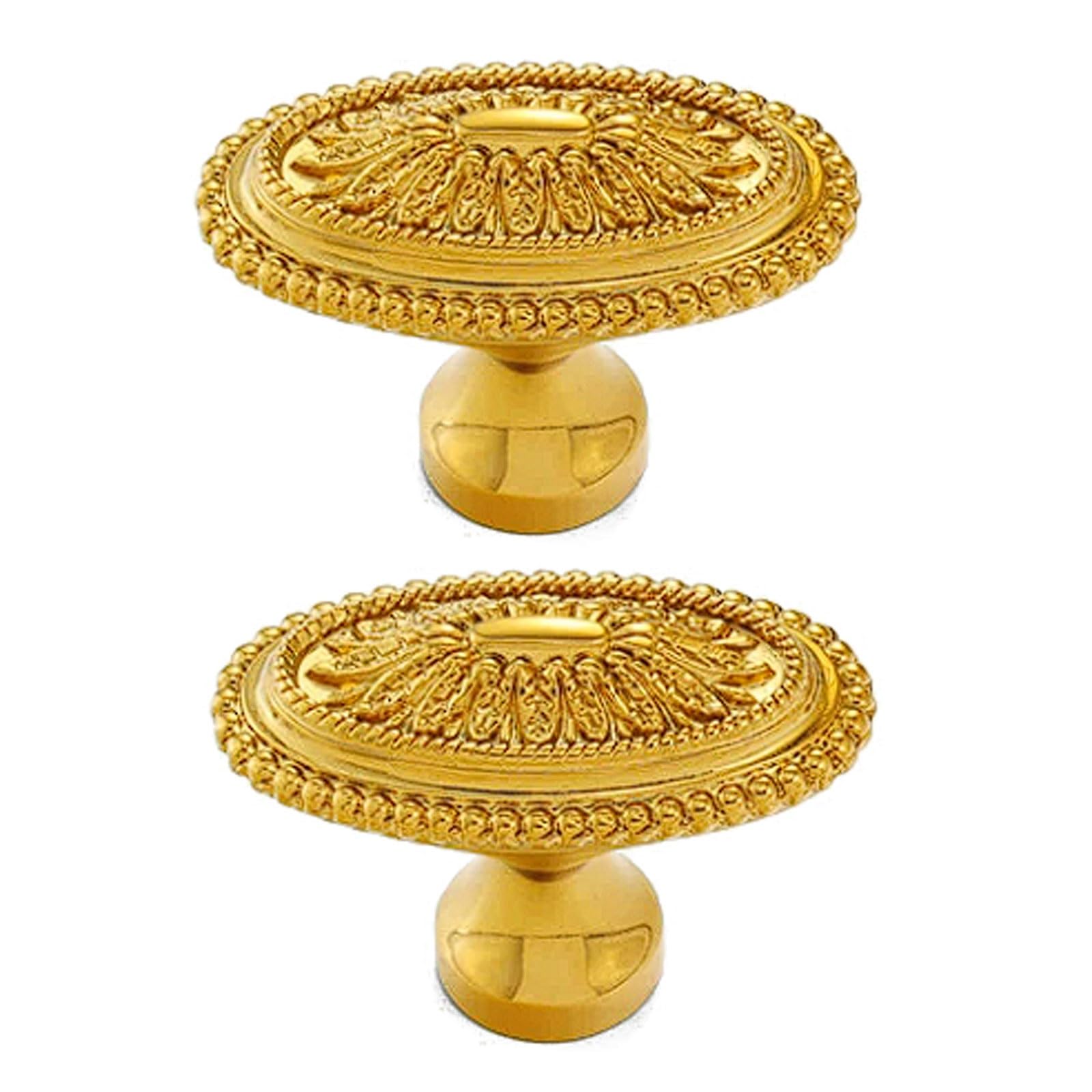 Chenhoju Gold Retro Oval Brass Cabinet Knobs Single Hole Ideal For Dressers, Wardrobes, Shoe Cabinets, And Furniture Hardware Cabinet Pulls(Gold)