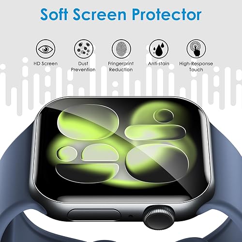 Miniatura 24 de Paquete de 6 protectores de pantalla de poliuretano termoplástico UniqueMe compatible con Apple Watch de 1.575 in SE 2022 Series 6/5/4